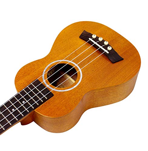 Vizcaya Soprano Ukulele Mahogany 21 inch stain finish with Ukulele Accessories, 5mm Sponge Padding Gig Bag, Strap, Nylon String, Electric Tuner, Picks