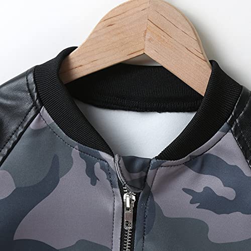 Toddler Fall Clothes Toddler Coat Spring Autumn Leather Jacket Boy's Casual Zipper Leather Coat Camouflage Colour3