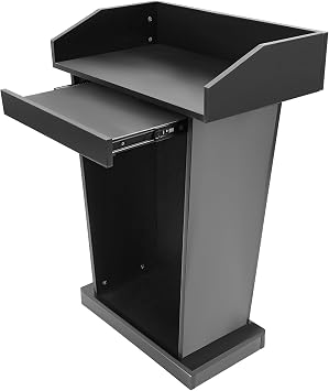 Church Pulpit, Heavy Duty Wooden Conference Presentation Stand, 43.3 Tall Presentation Stand with Spacious Drawer for Office Church, Wooden Pulpit for Restaurants,Churches, Seminars Schools Black