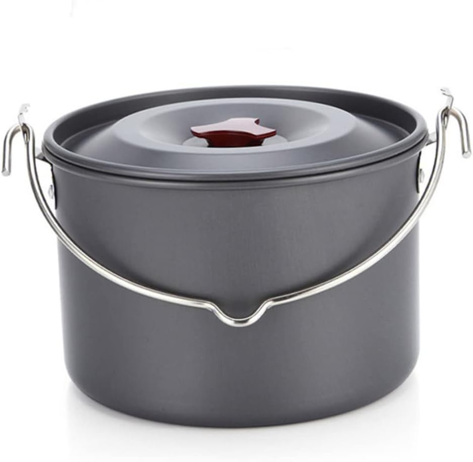 Picnic Pot Camping Hanging Pot Camping Cookware Pot Large Aluminum Campfire Pot Lightweight for 5-6 People Travel Hiking Outdoor