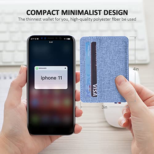 Qbool Mens Front Pocket Wallet Slim Minimalist with RFID Blocking Cash Slot Credit Card Holder (Z-Light Blue)4