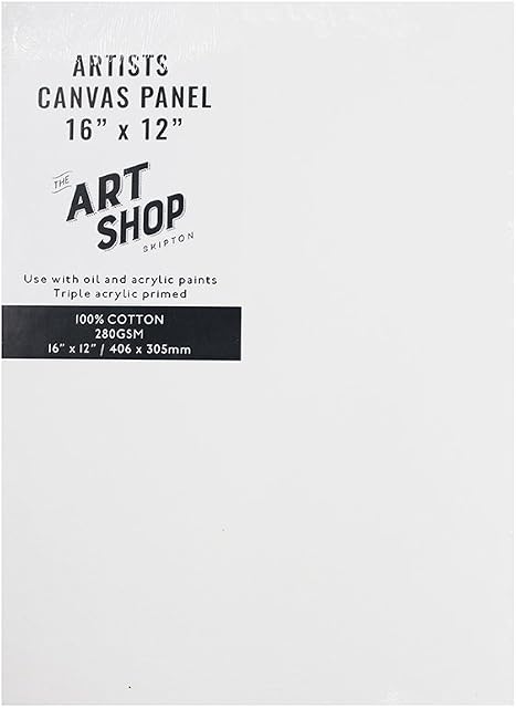 Artists 100% Cotton Canvas Board for Oil & Acrylic Painting 16 x 12" (Pack of 5)