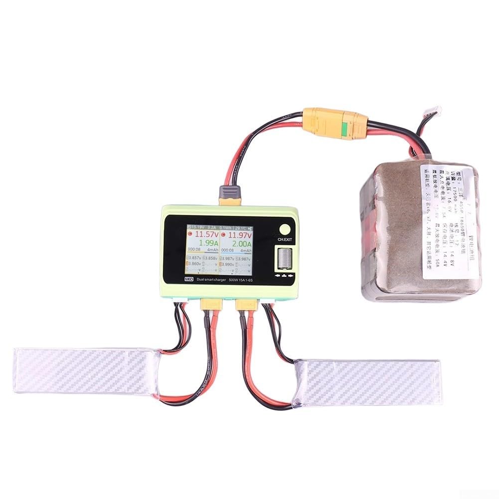 Cargador de equilibrio de doble canal de 500 W con refrigeración optimizada y puerto USB para baterías de litio 6S y compatibilidad de modelos de aviones (C)