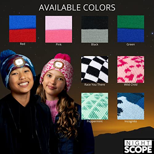 Kids LED Rechargeable Knit Beanie Head Lamp Pom Pom Hat for Boys and Girls4