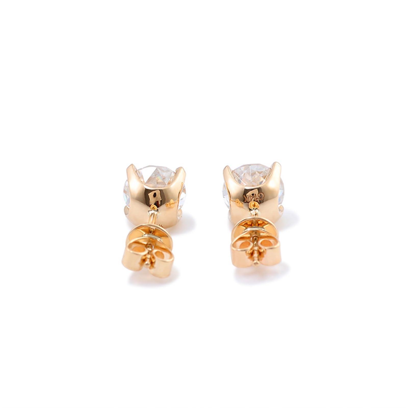 Ohrstecker Gold, Damen 9K Gelbgold Runde Moissanit-Ohrstecker 0,2 cttw/Paar