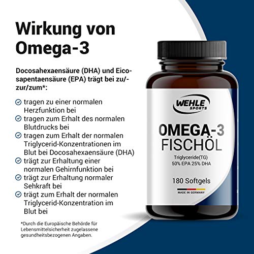 Wehle Sports Omega 3 Fischöl Kapseln mit DHA 250mg, EPA 500mg Test