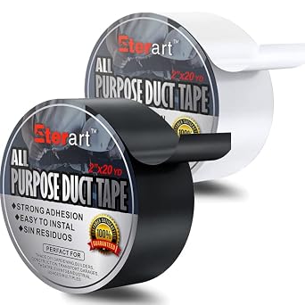 ETERART Duct Tape Haevy Duty Waterproof,Multi-Purpose,Strong Tape Indoor & Outdoor Use, No Residue and Tear by Hand,2 Inch x 20 Yards White,Black 2pack