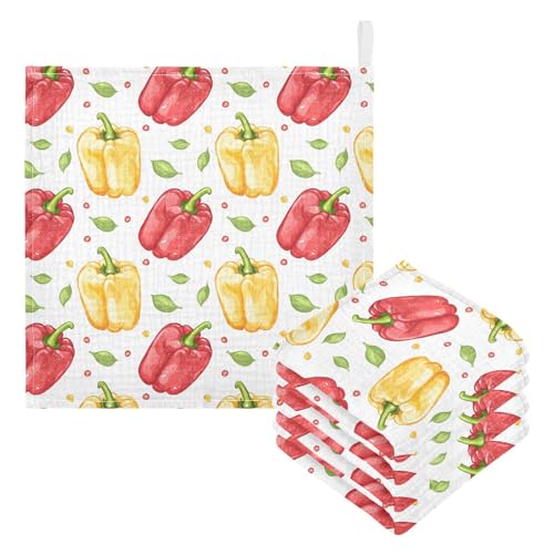 Image of vvfelixl Baby Muslin Washcloths Bell Peppers Baby Burp Cloths Cotton Babys Face Towel for Infants Soft 11.8 X 11.8 in, 3 Pack