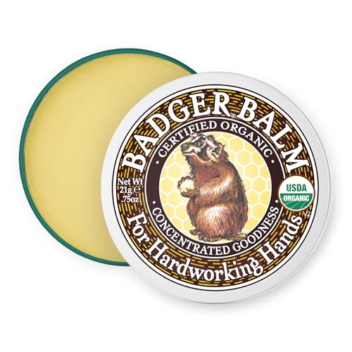 Badger Healing Balm, Hard Working Hands Cream, Organic Hand Cream for Dry Cracked Hands, Long Lasting Hand Moisturizer/Dry Hands Treatment, .75 oz Tin