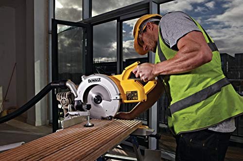 Dewalt 250 mm Paneelsäge DWS778 (1.850 Watt, Gehrungseinstellung 50° links u. rechts, 85 mm max. Schnitttiefe, Sägeblattmasse 250 x 30 mm, Neigungseinstellung 48° links, Alu-Druckguss Sägetisch)
