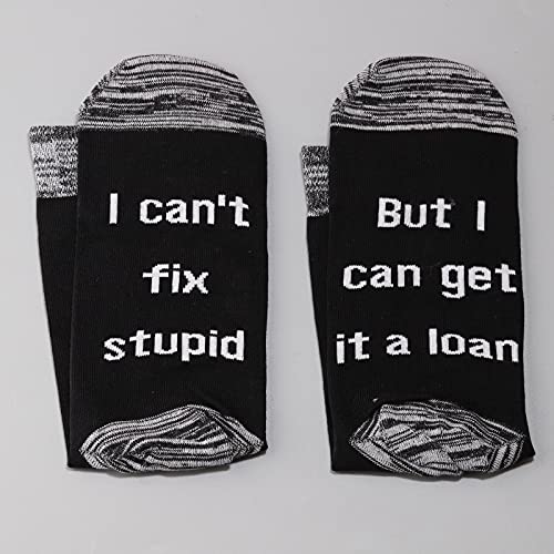 LEVLO Loan Officer I Can't Fix Stupid But I Can Get it A Loan Men Cotton Socks Father’s Day Gifts4