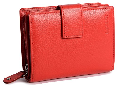 Portefeuille à deux volets SADDLER en cuir pour femmes avec zipper sécurisé