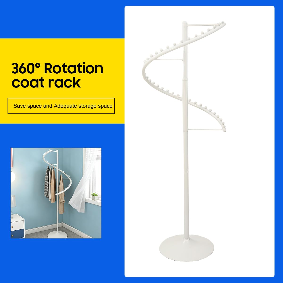 360° Drehbar Kleiderständer 180cm Spiral Kleidungsständer Kleiderstange