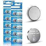CR1632 Lithium Battery 3V, 10 Count Pack CR 1632 3 Volt Button Coin Cell Batteries for Car Key Fob, Watch, Thermometer, Remote Control