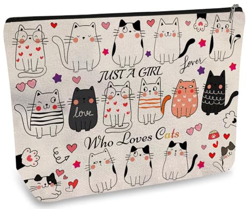 DOOX Cat Makeup Bags with Lining, Funny Cosmetic Bags Pencil Pouch - Double-Sided Print - Cute Cat Birthday & Christmas Gifts for Daughter, Sister, Women