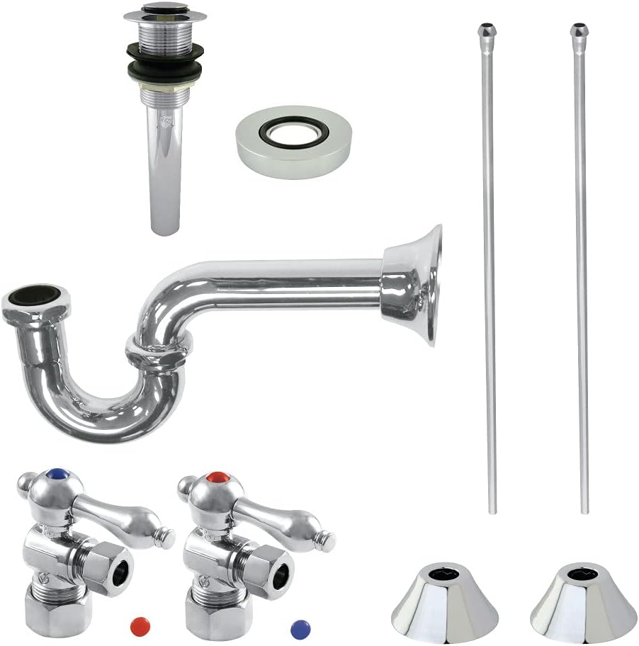Kingston Brass CC53303VKB30 Trimscape Traditional Plumbing Sink Trim Kit with P-Trap and Drain in Antique Brass