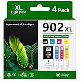 Lamburee 902XL High Yield Ink Cartridge Combo Pack Compatible with HP OfficeJet 6950 6954 6960 6968 6978 Replacement for HP 902 902XL (Black Cyan Magenta Yellow)