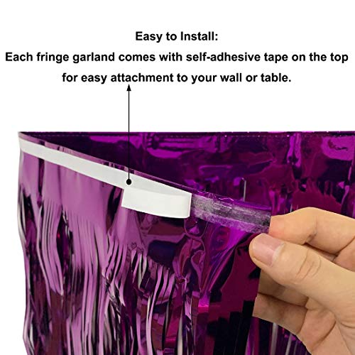 Image of Foil Fringe Garland - Pack of 3- Metallic Parade Floats Skirting Tinsel Streamers Banner for Birthday Wedding Dec 4th of July Homecoming Float (Purple)