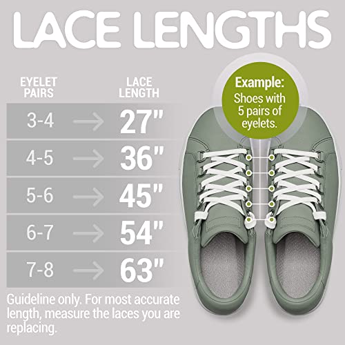 Miscly Flat Shoe Laces For Sneakers, Multiple Lengths And Colors Available (45″, White) #TOP4