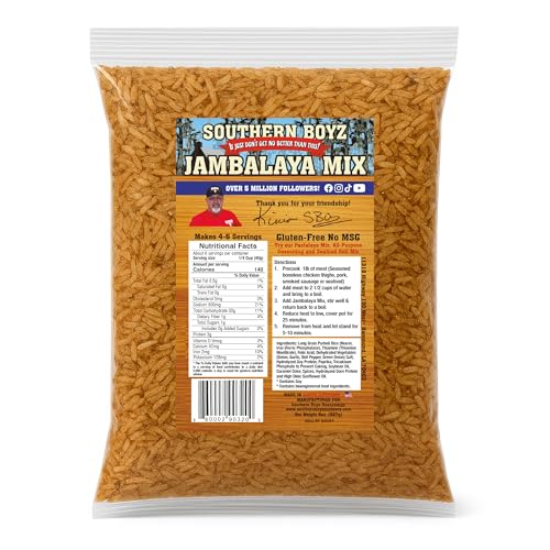 Southern Boyz Seasonings Jambalaya Mix With Rice, 8 Ounce Bag (No MSG, Gluten-Free Blend - Makes 4-6 Servings)