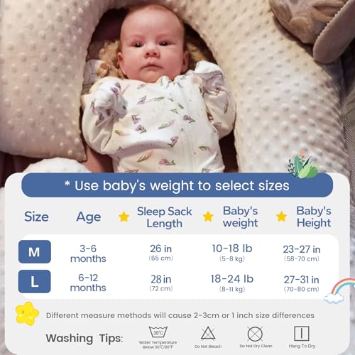 Image of ZIGJOY Swaddle Sleep Sack 6-12 Months, 1.0 Tog Cotton Baby Swaddle Blanket | 100% Cotton - Soft & Breathable & Non-shrink, 2-way Zipper for Easy Diaper Changes, Long Sleeves Allow Self-soothing