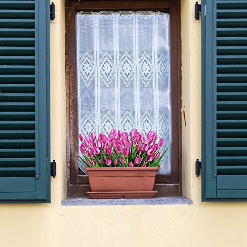Carfoeny 6 Bundles Tulips Artificial Flowers For Indoors Outdoors - Uv Resistant Plastic Fake Plants Silk Heads Fauxtulip Flower Perfect Home Front Porch Pot Window Box Backyard Decor (Purple) #TOP4
