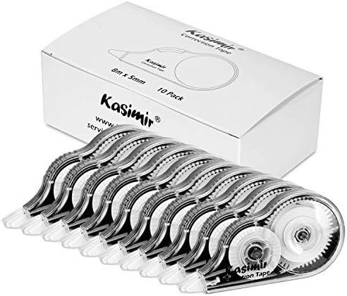 Kasimir Correction Tape 240" x 0.15"(8m x 5mm) 10 Pack White Out Correction Tape Correction Roller - Easy to Use Eco-Friendly Tear-Resistant Tape Suitable for School Office Student