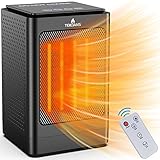 Electric Portable Space Heater - 750W/1500W Adjustable PTC Fast Heating Ceramic Heater Features Built-in Timer and Oscillation, Mini Heater with Remote Control for Bedroom,Desk,Office and Indoor Use