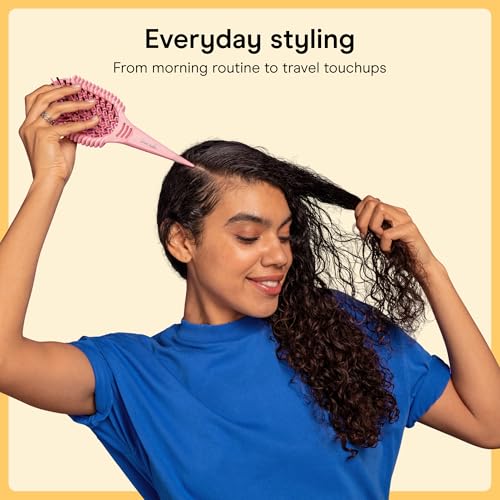 Image of Conair Curl Define Pro Detangling Hair Brush | Mixed Bristle Dual-Vented Detangling Brush for Long Hair & Tight Curls, Pink, BR95726L