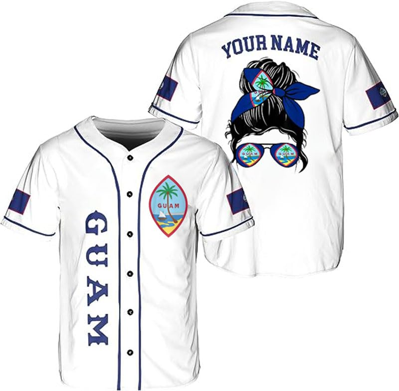 Parvii Personalized Guam Baseball Jersey Shirt, Guam Jersey, Guahan Flag Jersey, Guam Islander Pride Jersey para hombres y mujeres miniatura 1