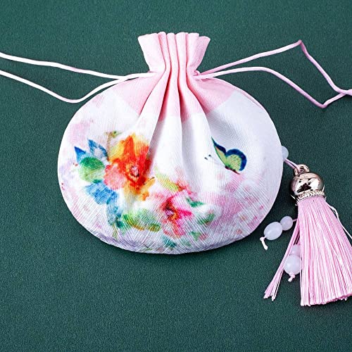 4 bolsas con cordón estampado floral y mariposa miniatura 1