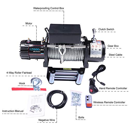 Ocpty 116565-5209-1142156813 12V 12000Lb Electric Winch Towing Trailer Steel Cable Off Road thumb #8
