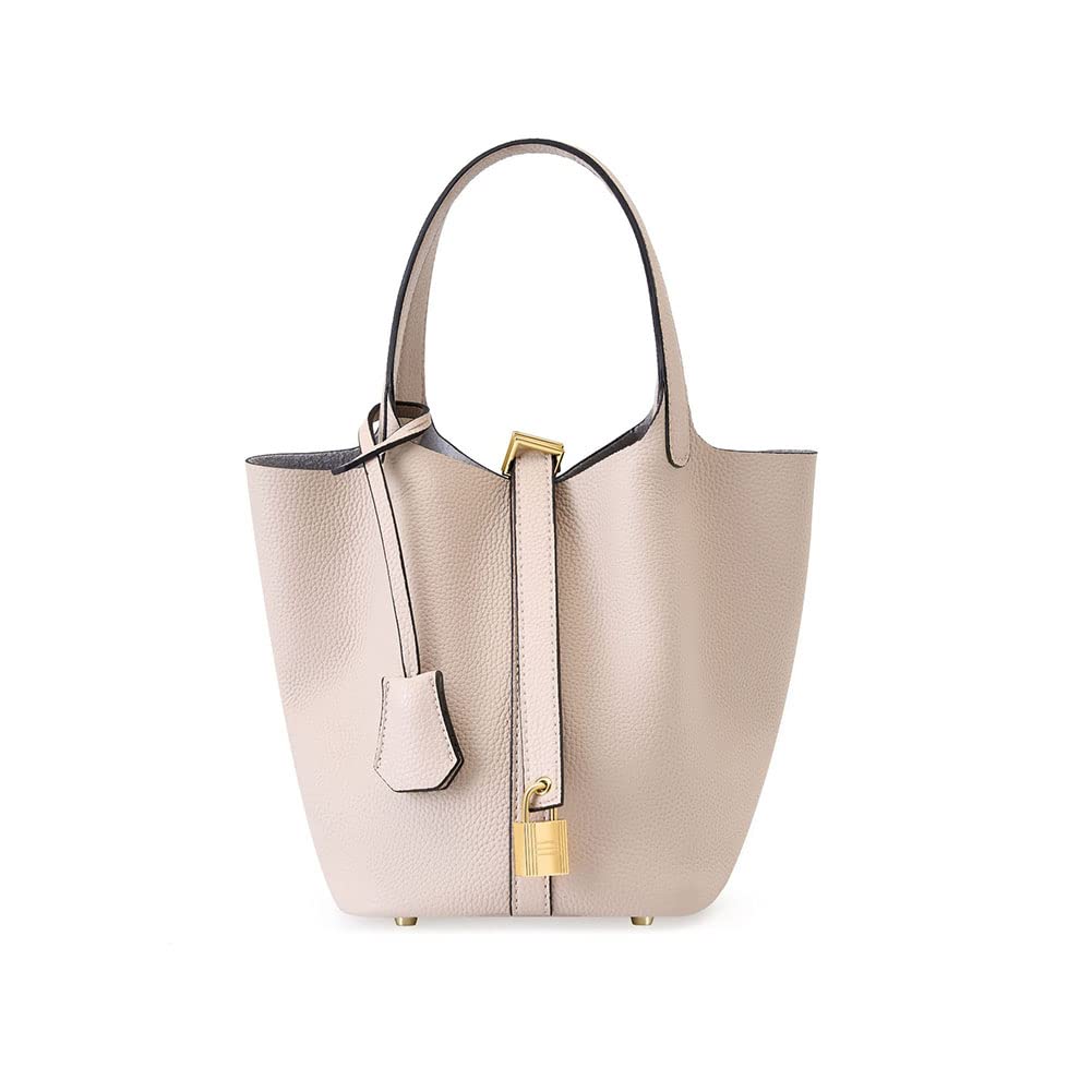 Ladies Handbag Female Bucket Shoulder Bag - Vegetable Basket Travel Luggage Commuter Student Bag, Off-White