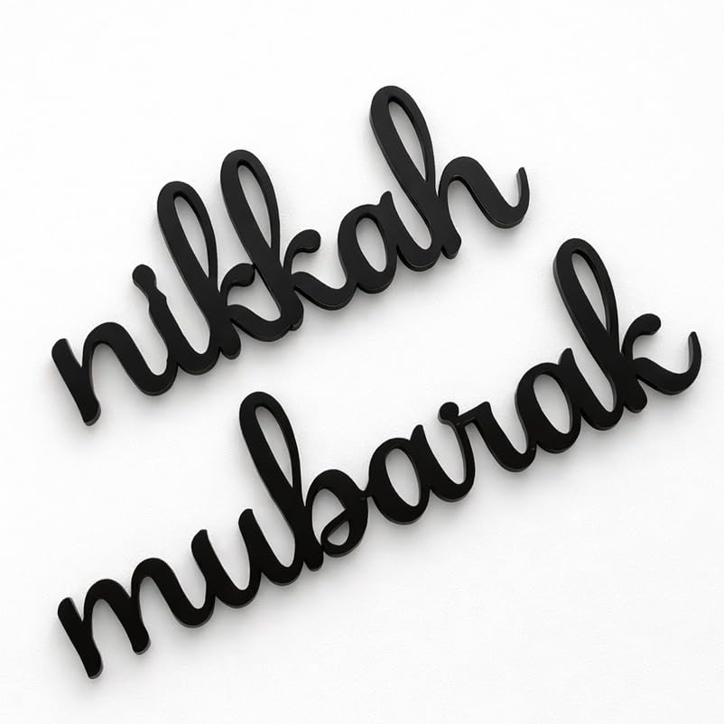 AMAR Nikkah Mubarak Cake Topper – Elegant 3mm Black Acrylic Islamic Wedding Decoration – Modern Script Cake Topper for Muslim Wedding Celebration & Nikkah Party Lambeth Vintage Cake Style