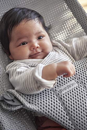 Image of BabyBjorn Bouncer Bliss, Gray, Mesh | 2-in-1 Adjustable Baby Bouncer Seat and Toddler Chair, Newborn to Toddler (8-29 lbs), 4 Positions, Lightweight & Portable
