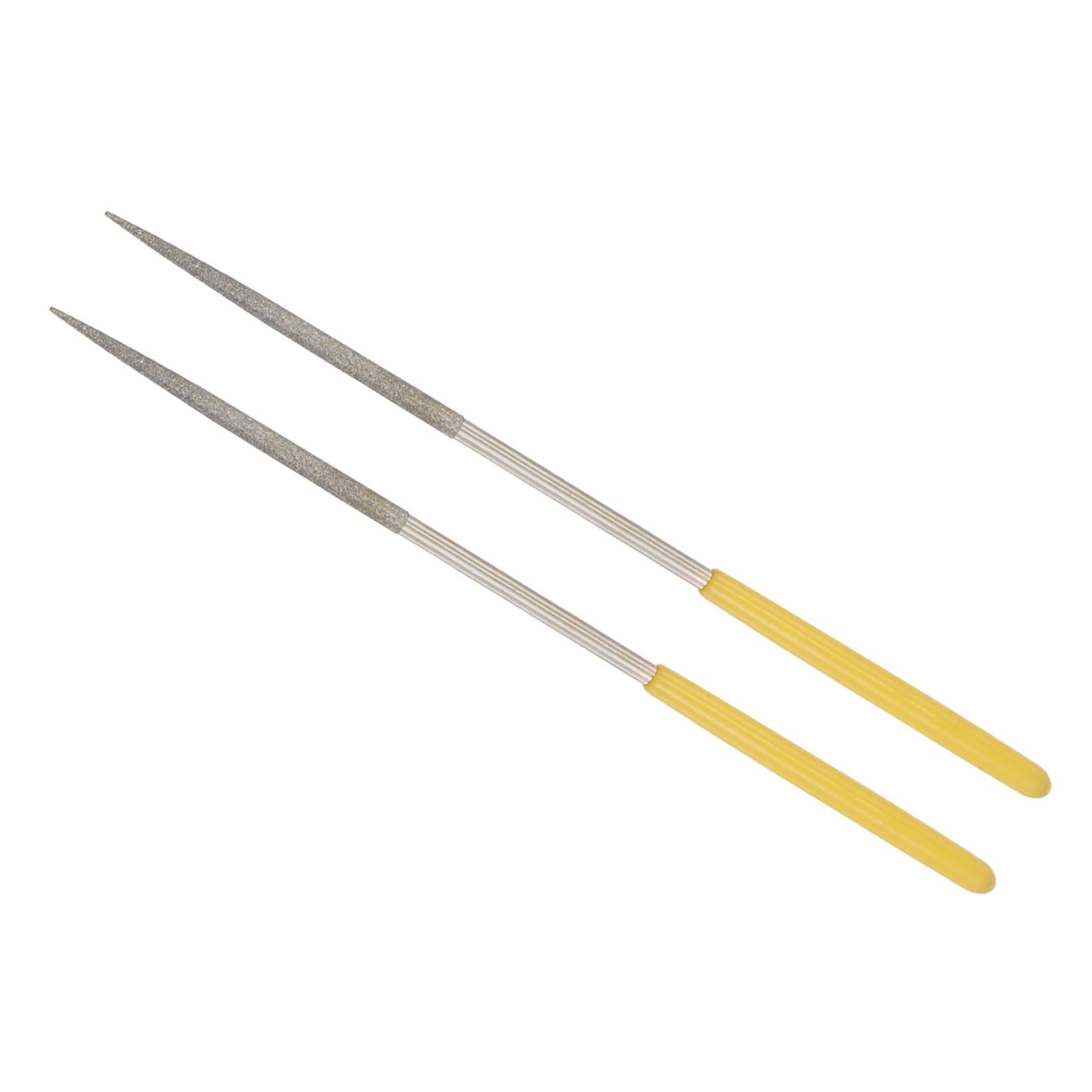 Lima de Aguja Recubierta de Diamante Vástago de 3mm Longitud de 140mm Herramienta de Afilado de Limas Redondas de Diamante para Metal Vidrio Piedra 2 Piezas