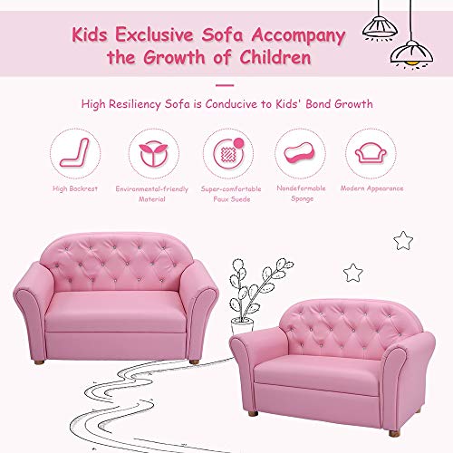 Sturdy Wood Construction Armrest Chair for Preschool Children Sofas Pink Modern Contemporary Princess Foam Finish - Image 4