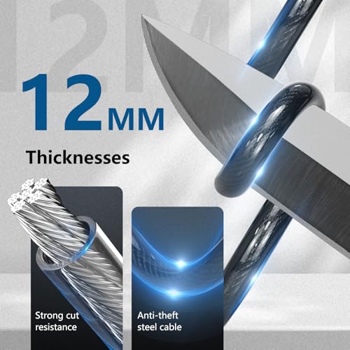 SPGOOD Bike Lock 1200mm/12mm with 2 Keys,Bicycle Lock with Mounting Bracket,Steel Cycling Cable Lock High Security,Lightweight Coiling Cable Lock for Bike,Scooter,Skateboard,Gate,Door (A-Black) - Image 3