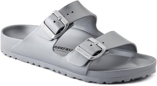 Birkenstock Unisex Arizona Essentials EVA Metallic Silver Sandals - 38 Narrow EU