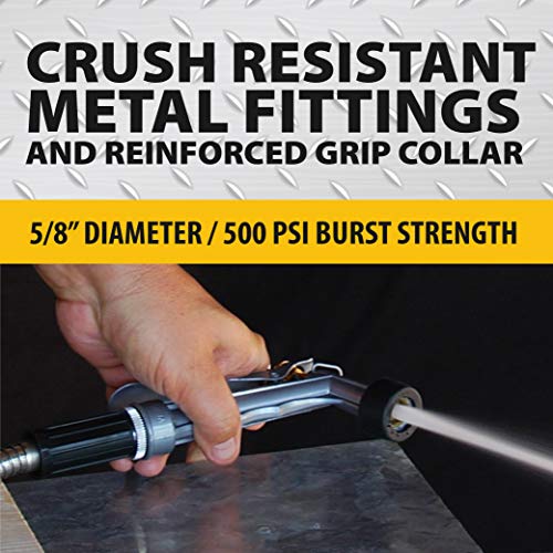 BIONIC STEEL 100 FT Garden Hose Pipe with Nozzle 304 Stainless Steel Metal Hosepipe, Crush Resistant Flexible Hose Pipe, Kink Free Ultra Lightweight Garden Hose Easy to Coil, 500 PSI, Garden Hoses