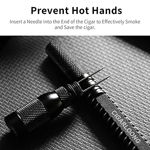 Cigar Punch 4-In-1 Draw Enhancer Tool With Double Size Cigar Punch And Stainless Steel Twin Needle Comes In Gift Box(Yellow Black) #TOP1