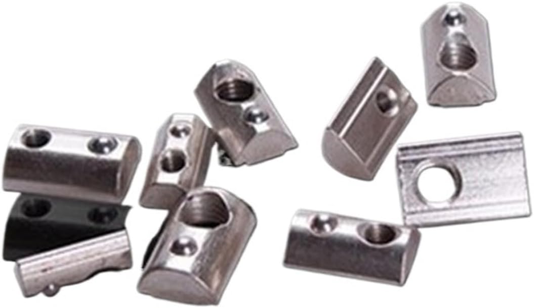Half Round T Slot Nuts，T Sliding Nuts， 10PCS/20PCS/50PCS/100PCS/20 Series Roll-in T Spring Nuts M3 M4 M5 M6 for Aluminum Profiles Groove(100pcs,20m3)