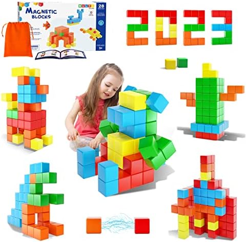 Magnetic Blocks for Toddler Toys, STEM Preschool Learning Sensory Montessori Outdoor Travel Building Toys Gifts for 3 4 5 6 Year Old Kids Boys Girls