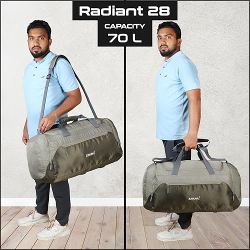Image of Emmi Radiant Duffle Bag 70 L|Travel Bag for Men and Women |Weekend Holiday and Gym |Sustainable and Durable Cabin Bag|Water Repellent |18 Months Warranty