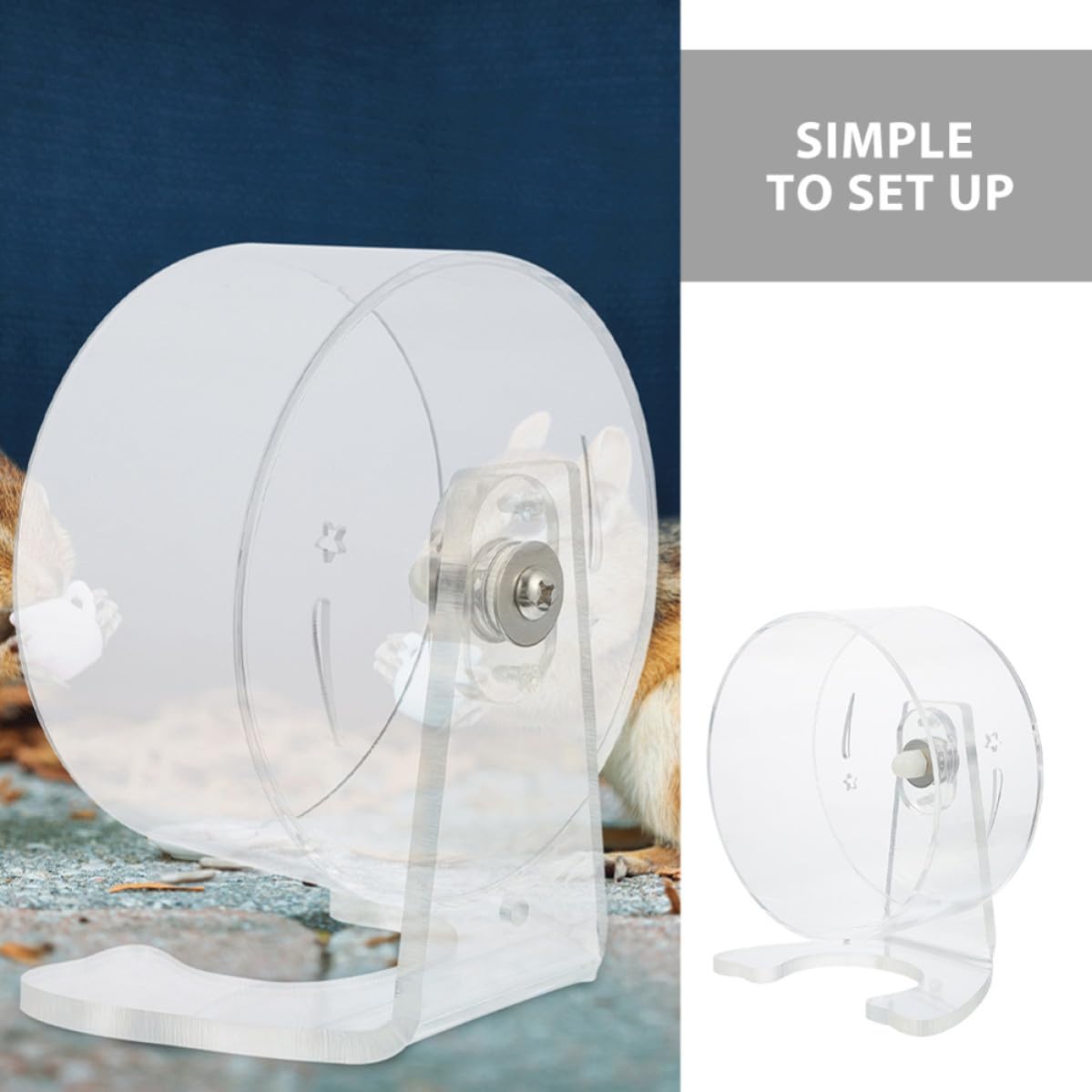 BESTOYARD Roue d'exercice Silencieuse avec Support en Acrylique pour Hamster Intérieur Spacieux et Installation Facile pour Cage d'animaux Petits comme Gerbilles