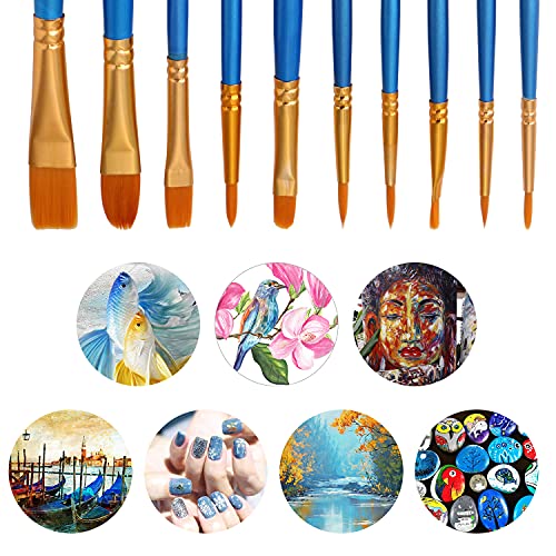 JOINREY-Paint-Brushes-Set20-Pcs-Round-Pointed-Tip-Paintbrushes-Nylon-Hair-Artist-Acrylic-Paint-Brushes-for-Acrylic-Oil-Watercolor-Face-Nail-Art-Miniature-Detailing-and-Rock-Painting-Blue