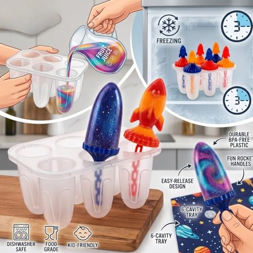 Image of BPA Free Ice Lolly and Kulfi Maker Set of 8 Reusable Popsicle Moulds Food Grade Plastic Ice Cream Popsicle Maker for Home Kitchen Multicolor (Rainbow)