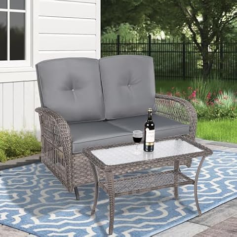 MEETWARM Outdoor Wicker Glider Set Cover