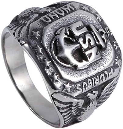 Moluss WWII USN Navy USS Ship 361L Stainless Steel Anchor America Ring Size 7-13
