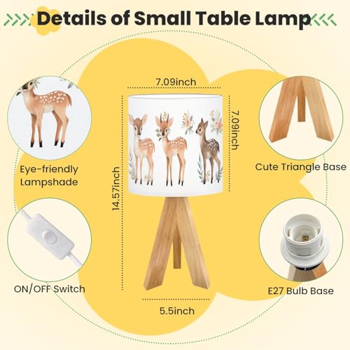 Lámpara de Mesa Infantil con Base de Madera y Pantalla de Lino miniatura 2